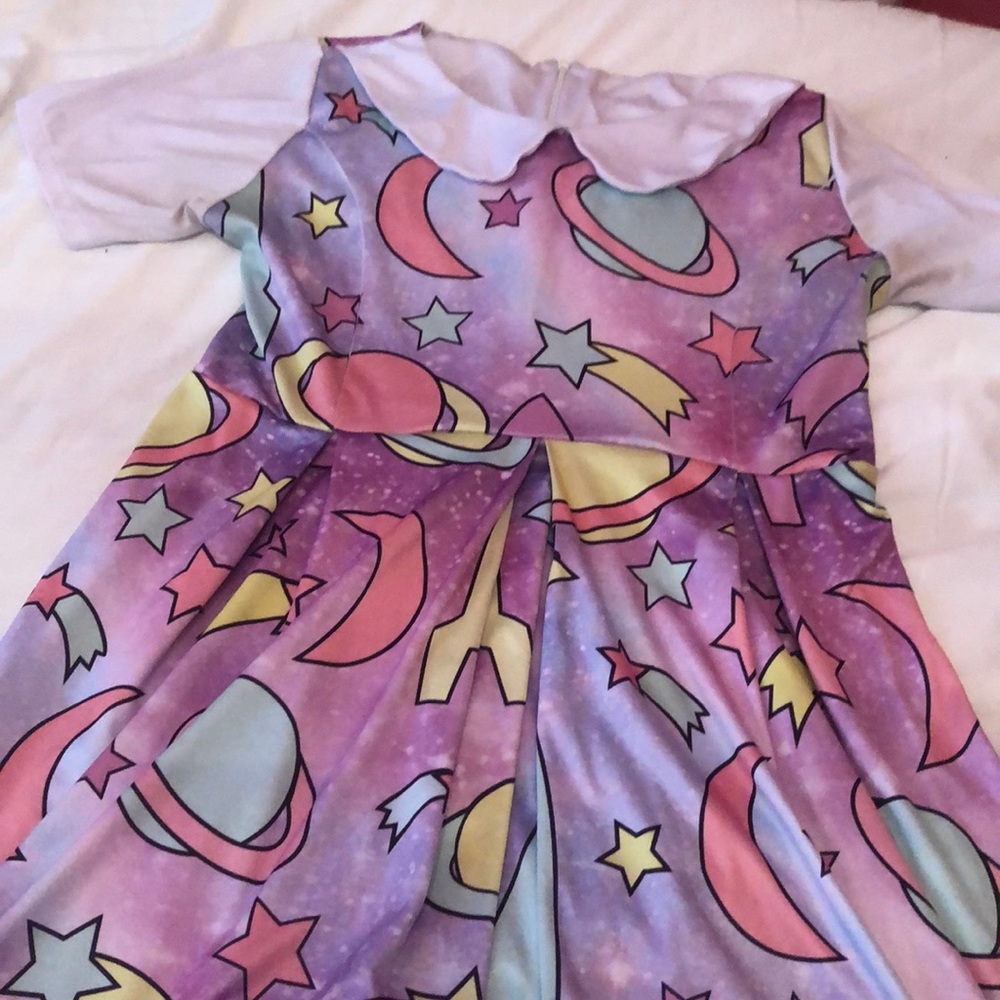 Dolls Kill Baby Mewn Galaxy Skater Dress Size L